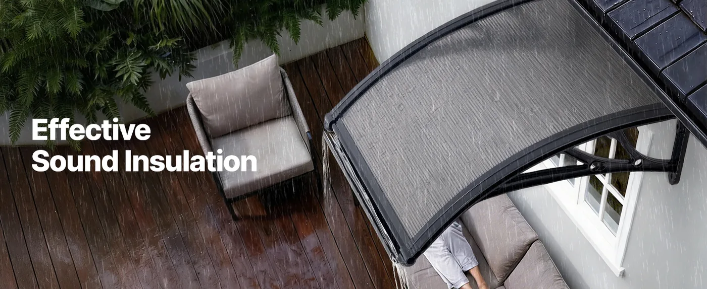 VEVOR Awnings for Door Entrance 24*24 inches Smoke Gray Wind-Resistant