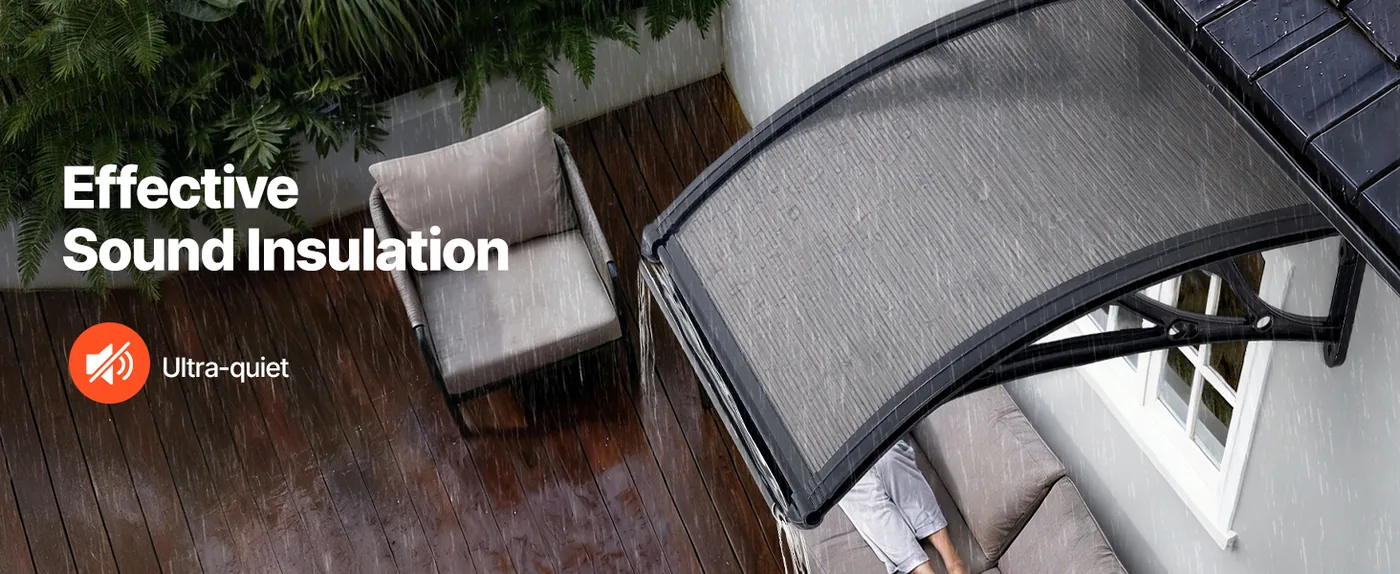 VEVOR Awnings for Door Entrance 24*24 inches Smoke Gray Noise Reduction