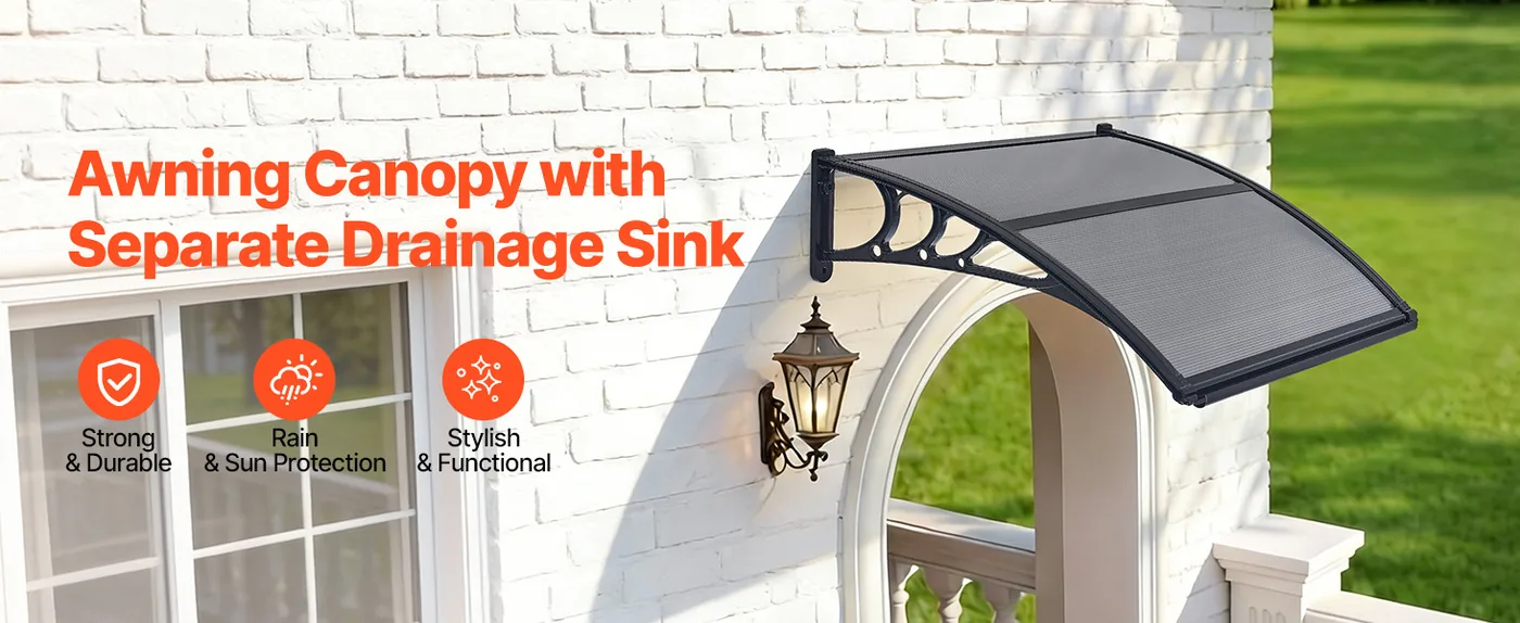 VEVOR Awnings for Door Entrance 30*40 inches Smoke Gray overview
