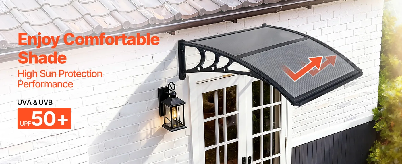 VEVOR Awnings for Door Entrance 30*40 inches Smoke Gray Sun & UV-Protection