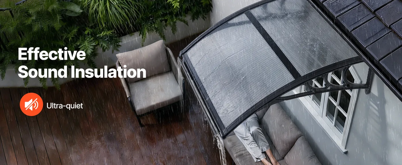 VEVOR Awnings for Door Entrance 30*40 inches Smoke Gray Noise Reduction