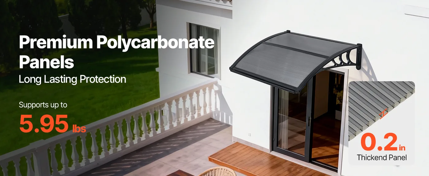 VEVOR Awnings for Door Entrance 30*40 inches Smoke Gray Premium PC Panels