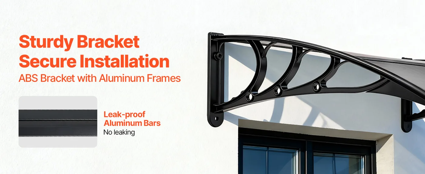 VEVOR Awnings for Door Entrance 30*40 inches Smoke Gray Reinforced Bracket