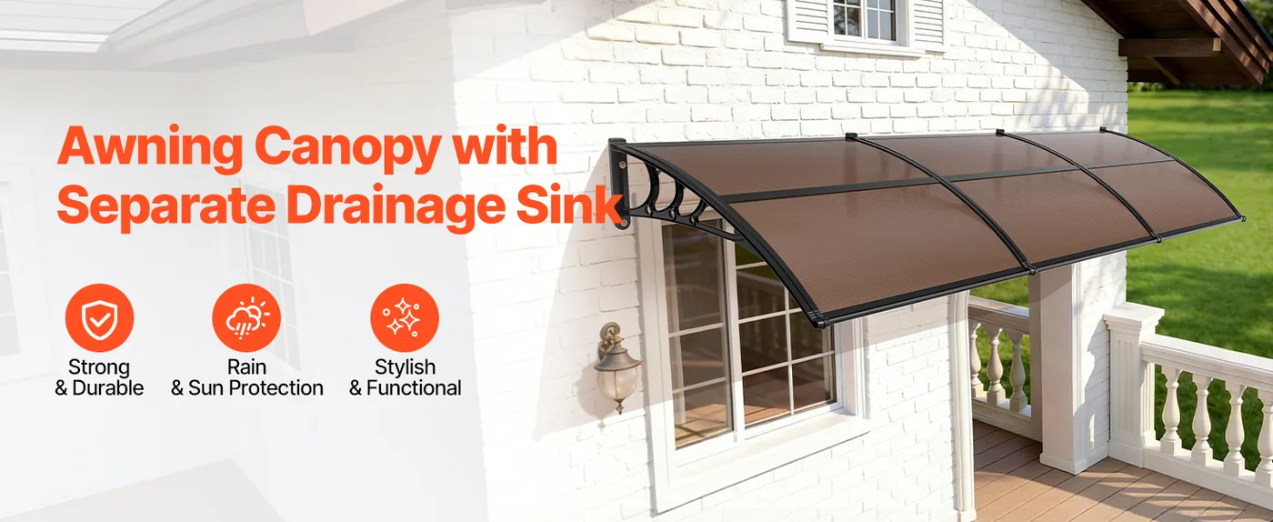 VEVOR Awnings for Door Entrance 40*120 inches Brown overview