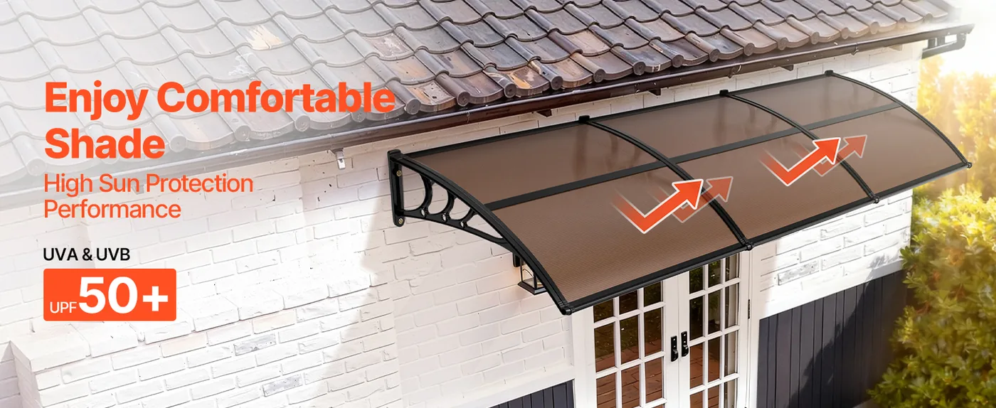 VEVOR Awnings for Door Entrance 40*120 inches Brown Sun & UV-Protection