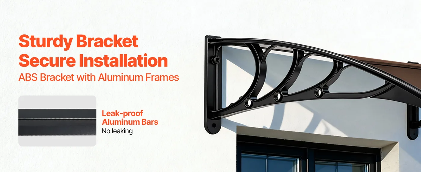 VEVOR Awnings for Door Entrance 40*120 inches Brown Reinforced Bracket