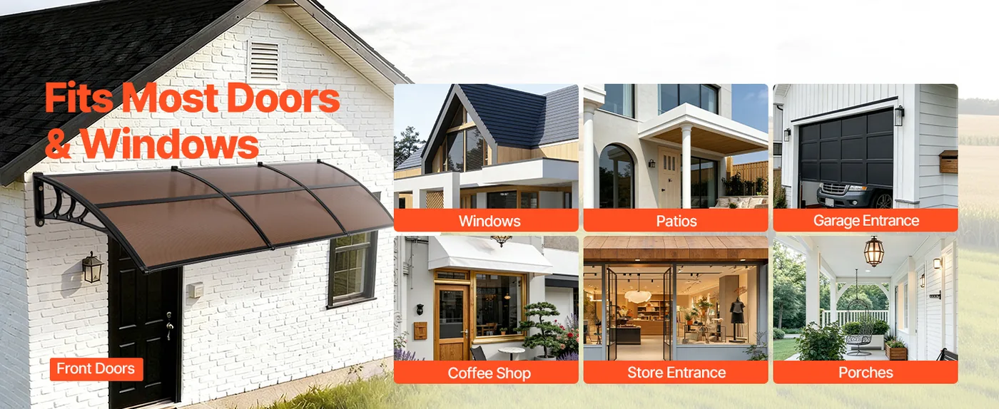 VEVOR Awnings for Door Entrance 40*120 inches Brown Wide Applications