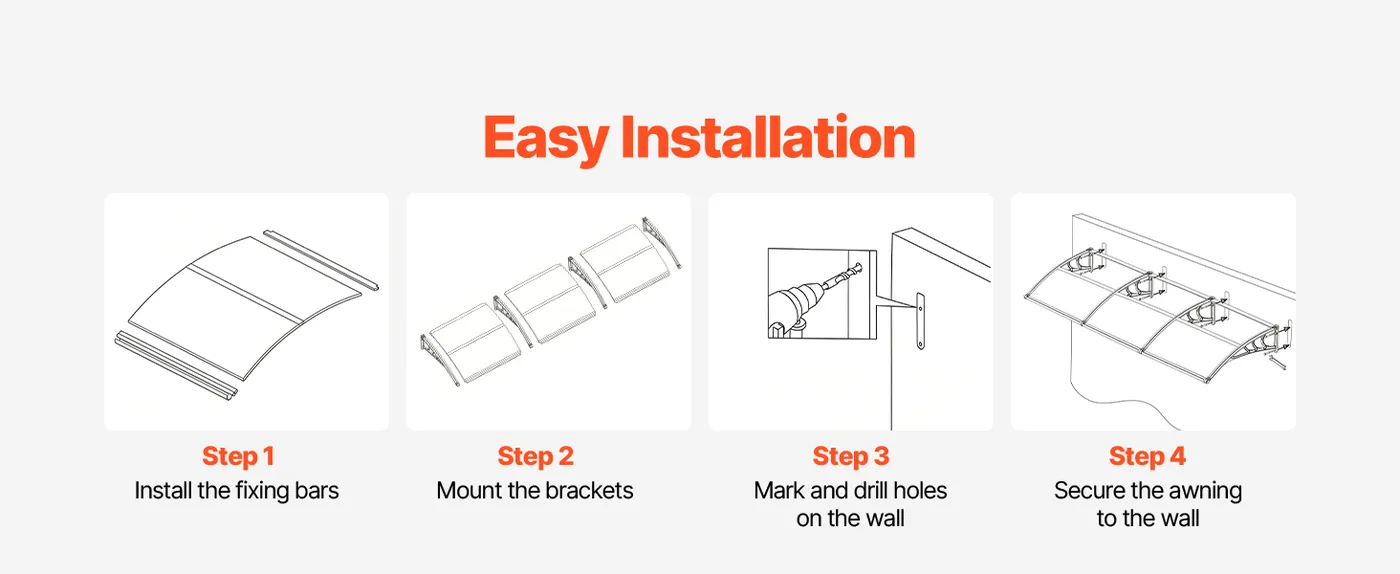 VEVOR Awnings for Door Entrance 40*120 inches Brown Easy Installation