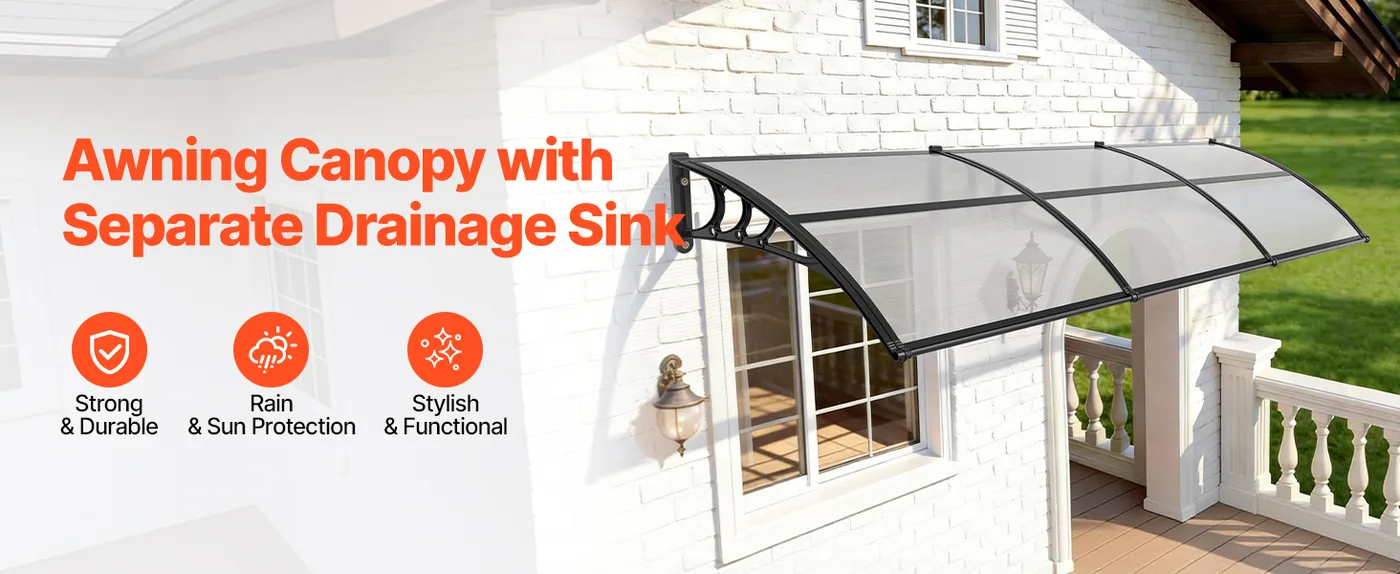 VEVOR Awnings for Door Entrance 40*120 inches Transparent overview