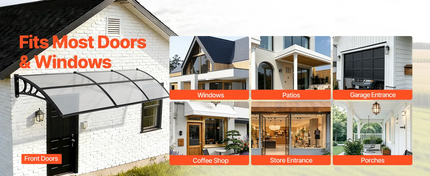 VEVOR Awnings for Door Entrance 40*120 inches Transparent Wide Applications
