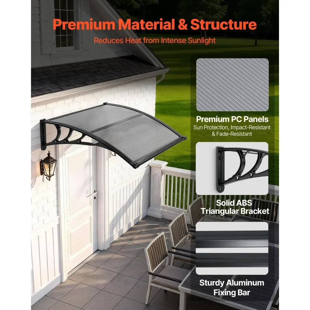 VEVOR Awnings for Door Entrance 40*40 inches Smoke Gray product image 4