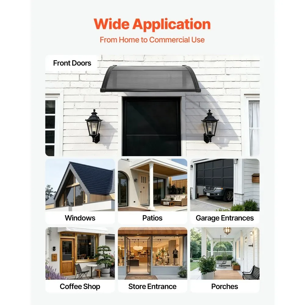 VEVOR Awnings for Door Entrance 40*40 inches Smoke Gray product image 6