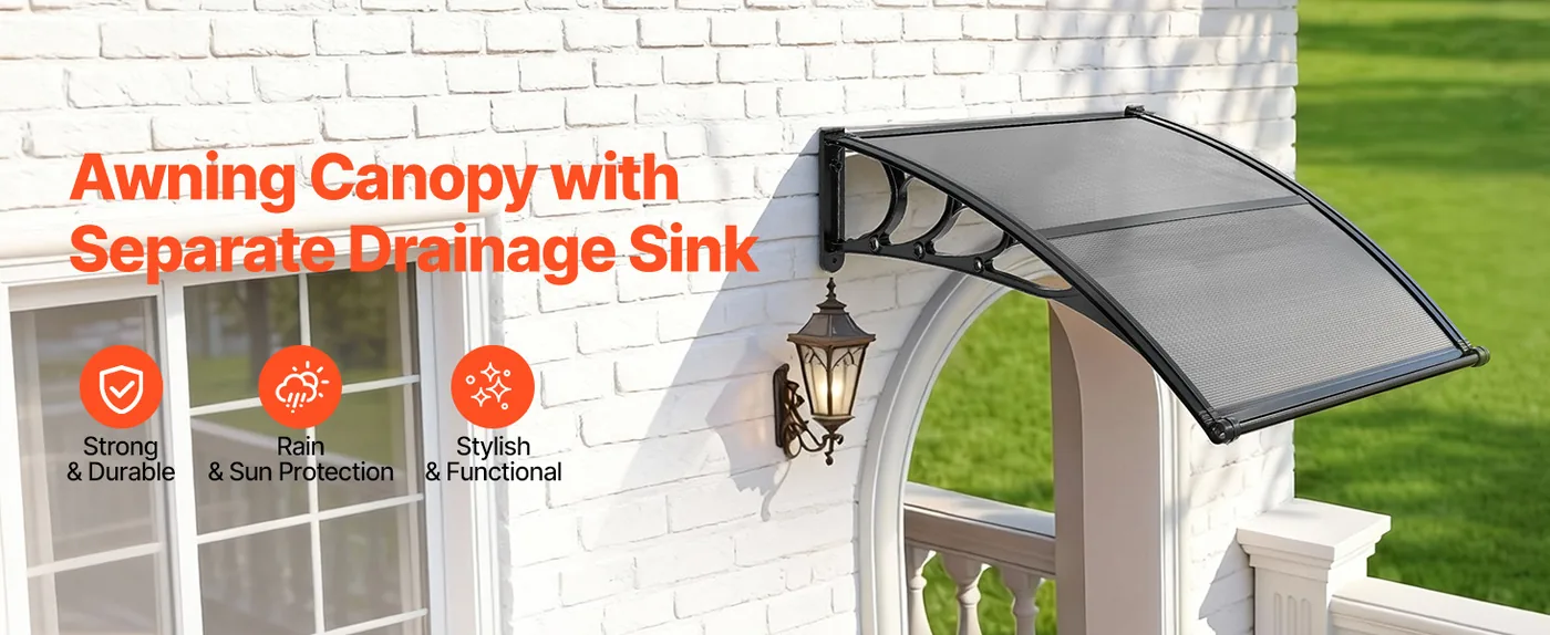 VEVOR Awnings for Door Entrance 40*40 inches Smoke Gray overview