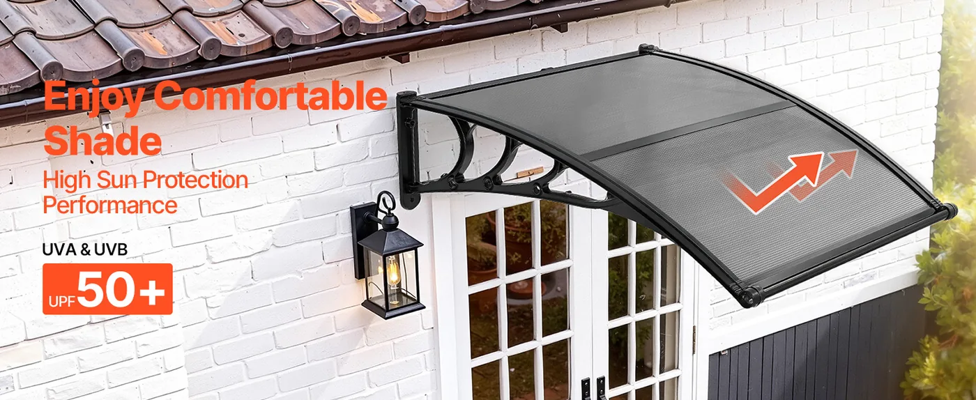 VEVOR Awnings for Door Entrance 40*40 inches Smoke Gray Sun & UV-Protection