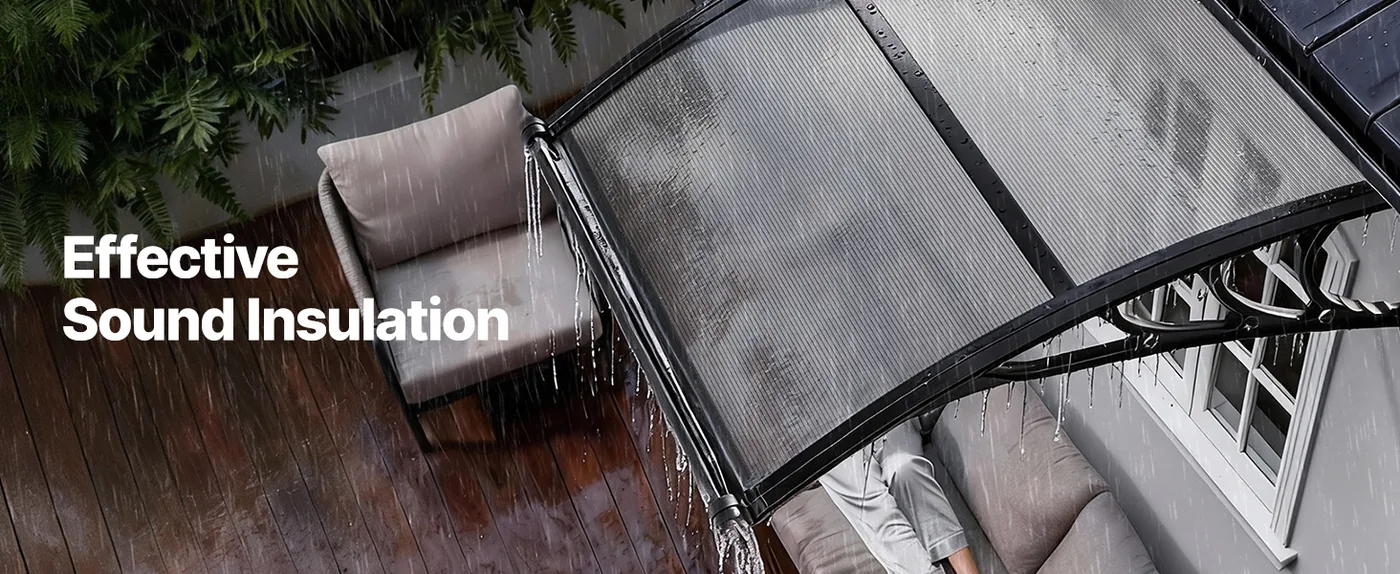 VEVOR Awnings for Door Entrance 40*40 inches Smoke Gray Wind-Resistant