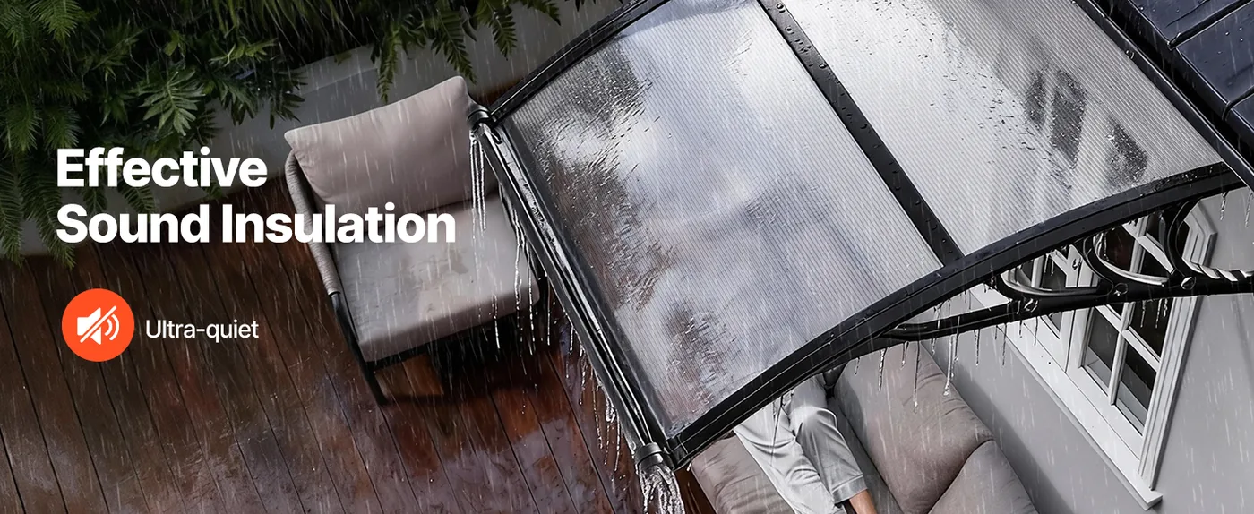 VEVOR Awnings for Door Entrance 40*40 inches Smoke Gray Noise Reduction