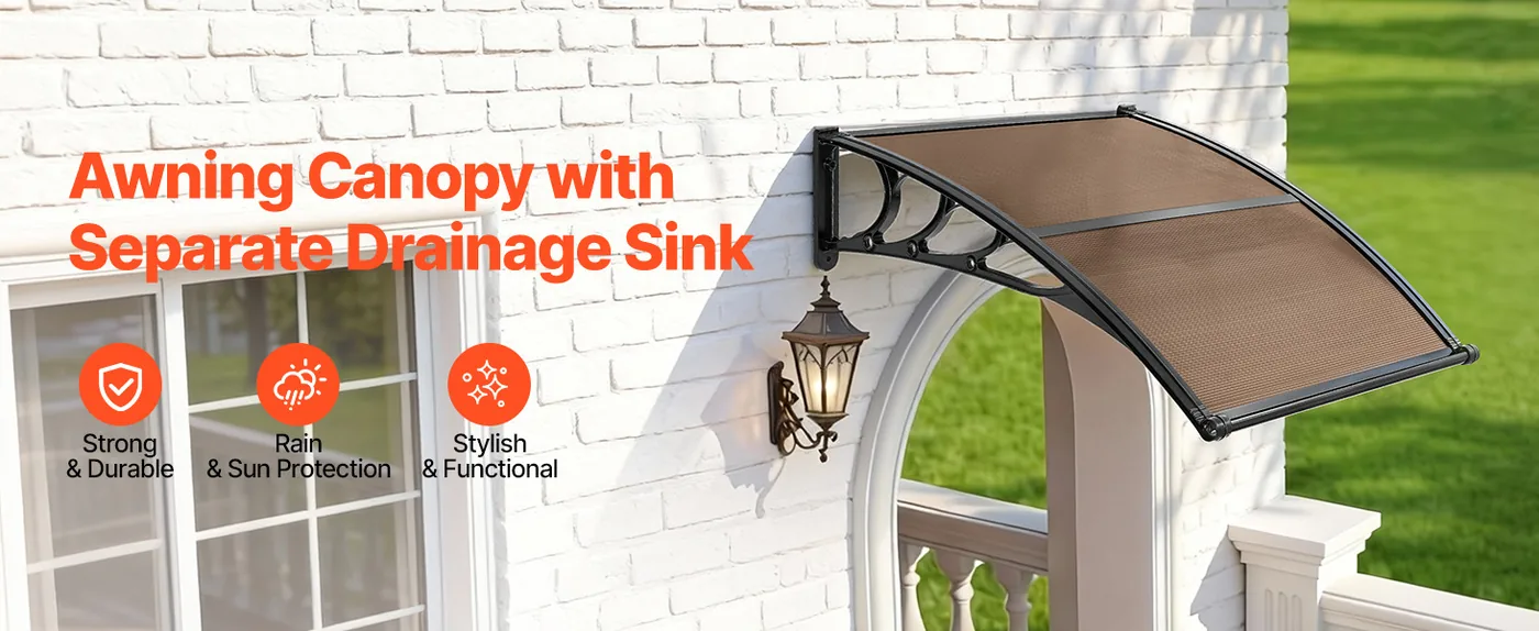VEVOR Awnings for Door Entrance 40*40 inches Brown overview