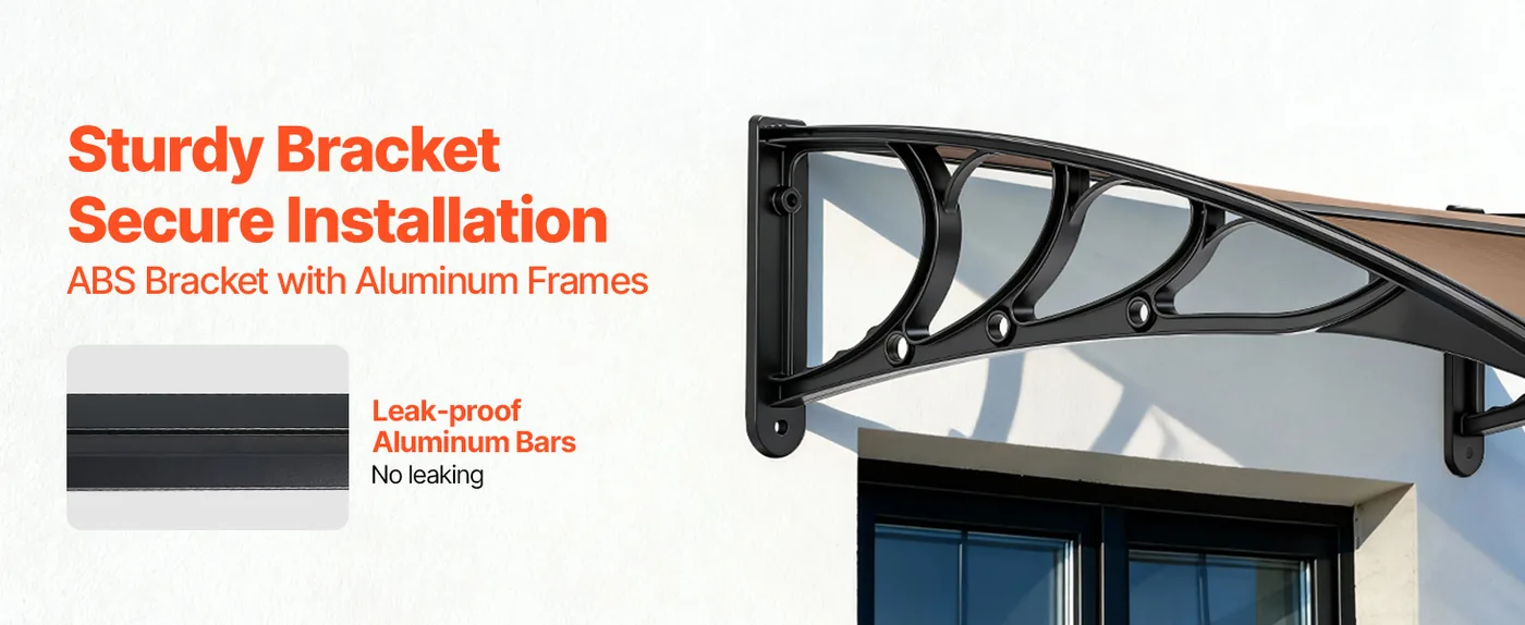 VEVOR Awnings for Door Entrance 40*40 inches Brown Reinforced Bracket