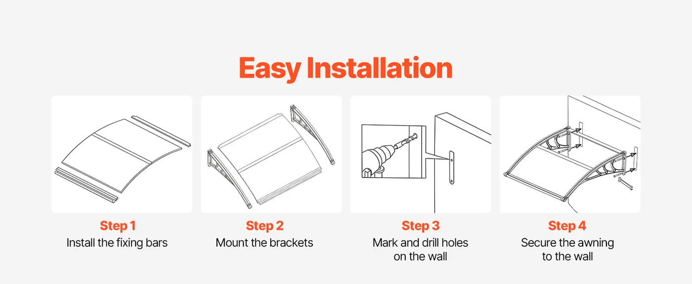 VEVOR Awnings for Door Entrance 40*40 inches Brown Easy Installation