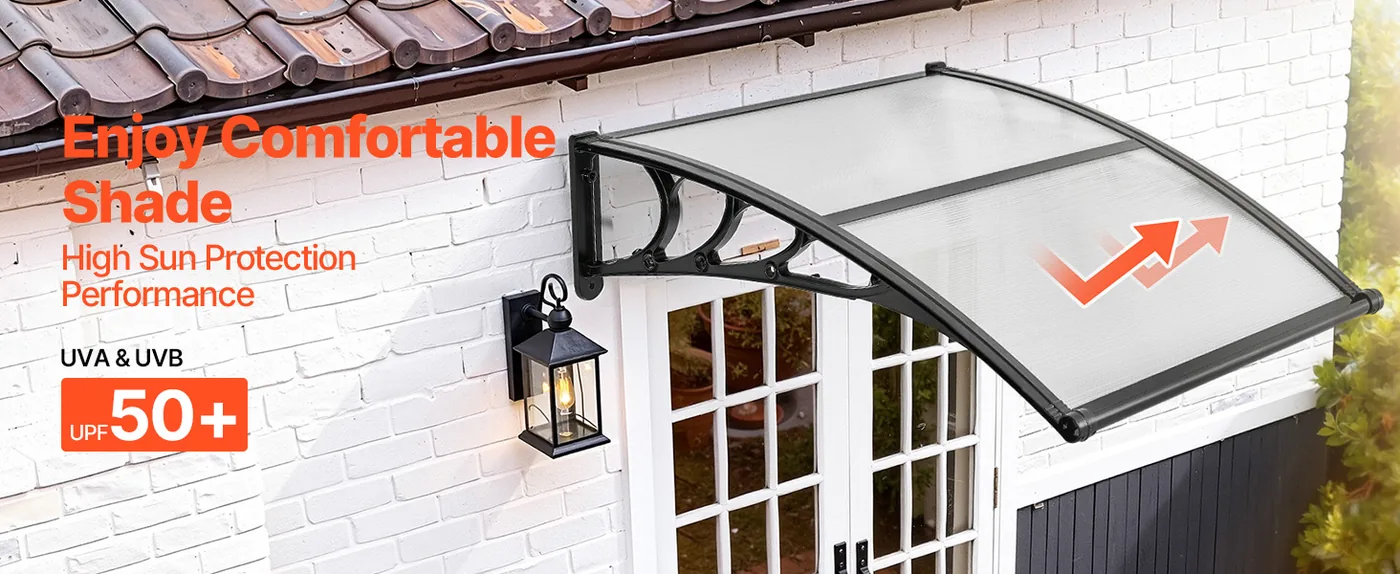 VEVOR Awnings for Door Entrance 40*40 inches Transparent Sun & UV-Protection