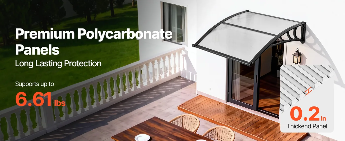 VEVOR Awnings for Door Entrance 40*40 inches Transparent Premium PC Panels