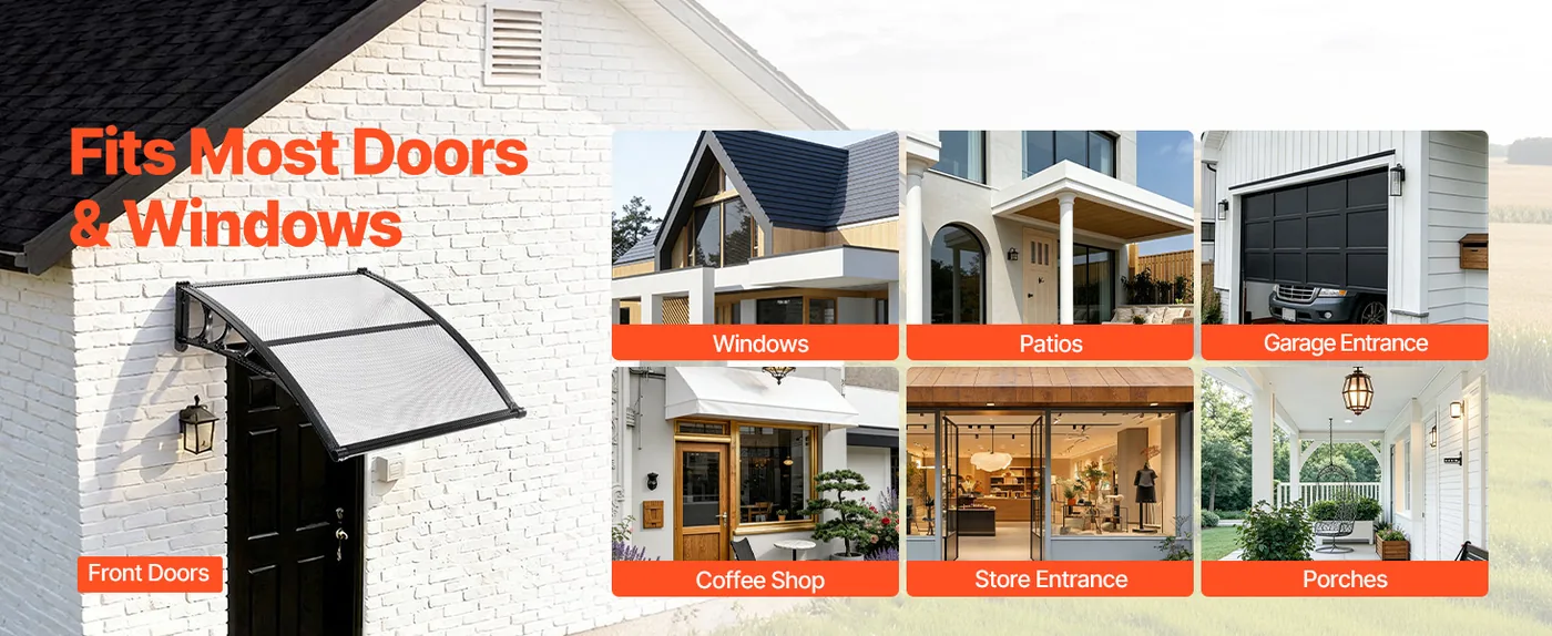 VEVOR Awnings for Door Entrance 40*40 inches Transparent Wide Applications