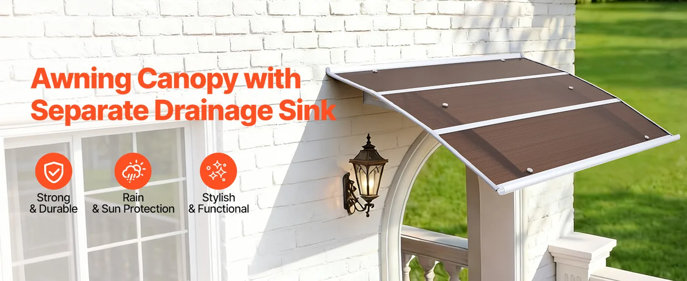 VEVOR Awnings for Door Entrance 40*48 inches Brown overview