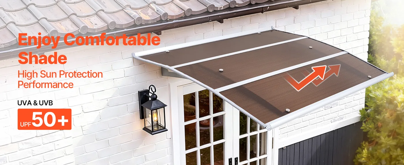 VEVOR Awnings for Door Entrance 40*48 inches Brown Sun & UV-Protection