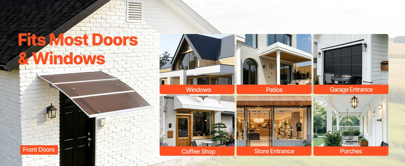 VEVOR Awnings for Door Entrance 40*48 inches Brown Wide Applications
