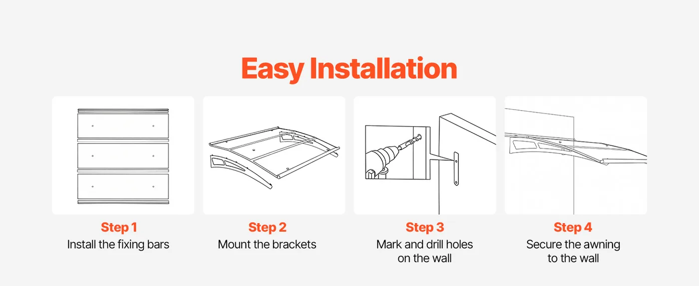 VEVOR Awnings for Door Entrance 40*48 inches Brown Easy Installation