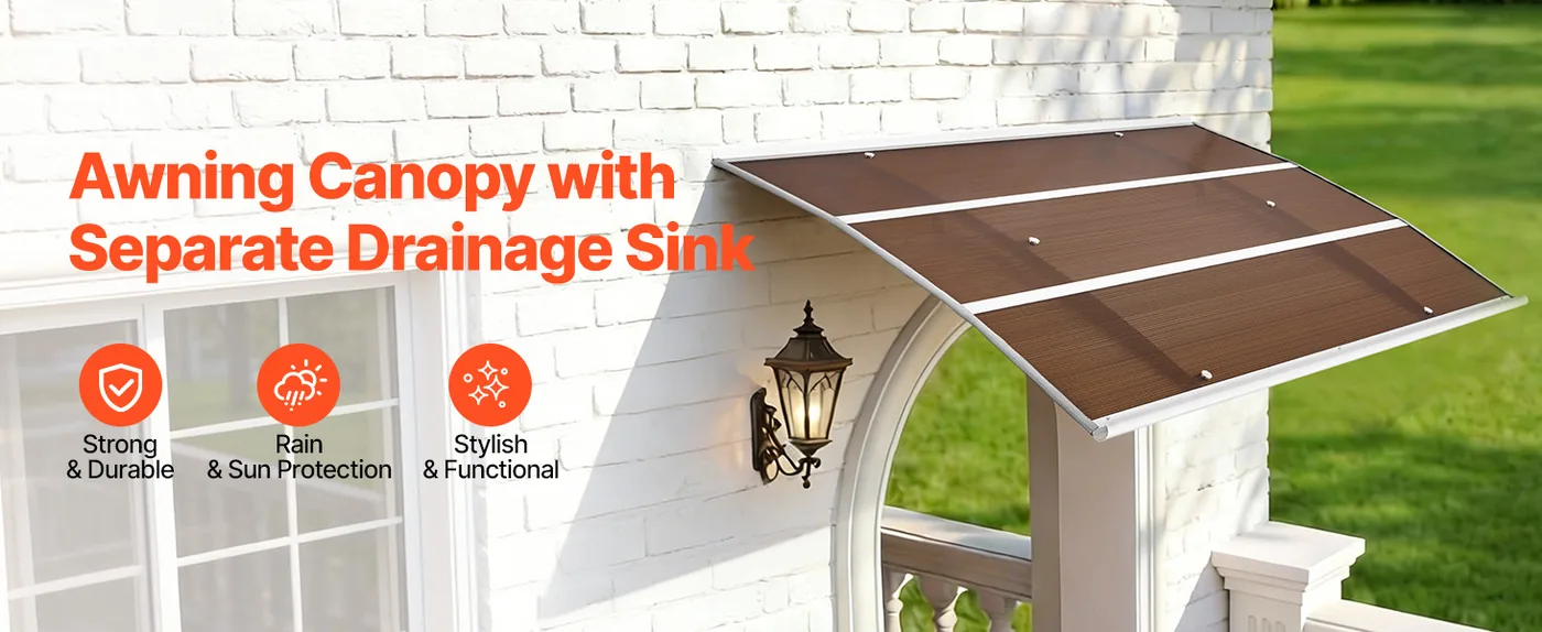 VEVOR Awnings for Door Entrance 40*59 inches Brown overview