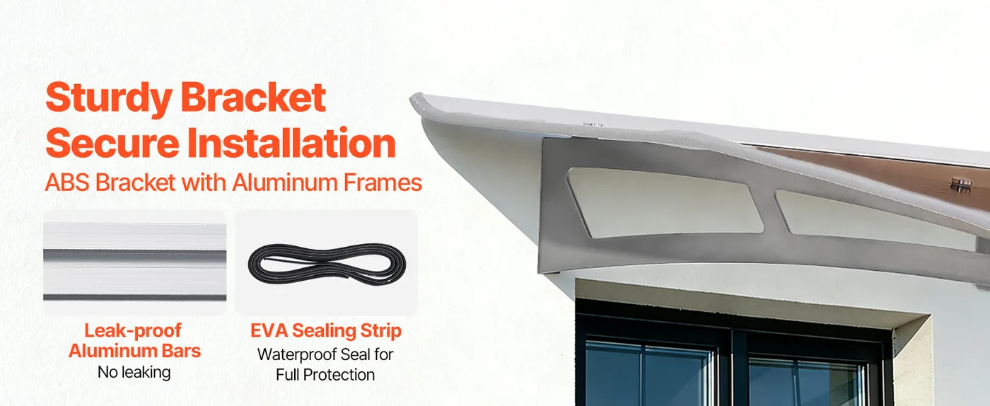 VEVOR Awnings for Door Entrance 40*59 inches Brown Reinforced Bracket