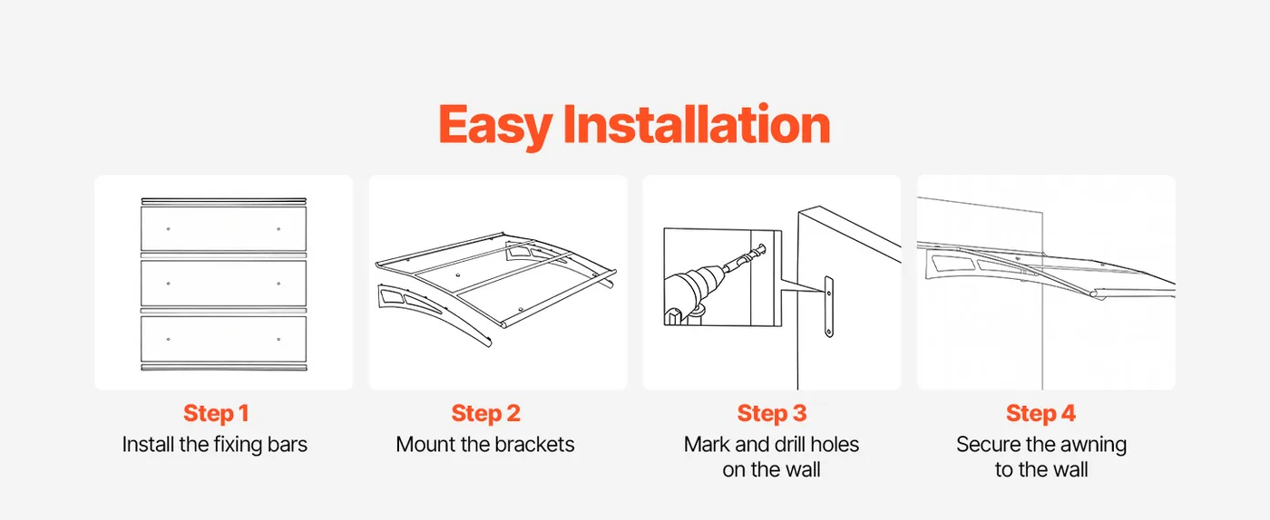 VEVOR Awnings for Door Entrance 40*59 inches Brown Easy Installation