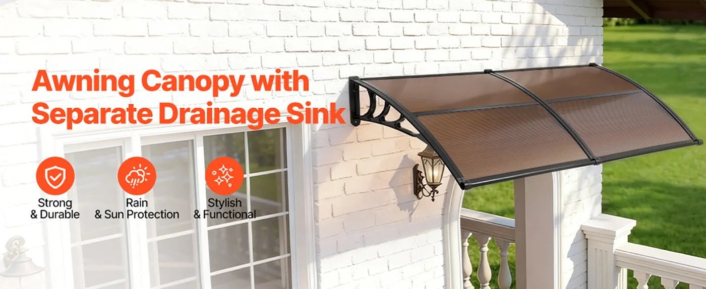 VEVOR Awnings for Door Entrance 40*80 inches Brown overview