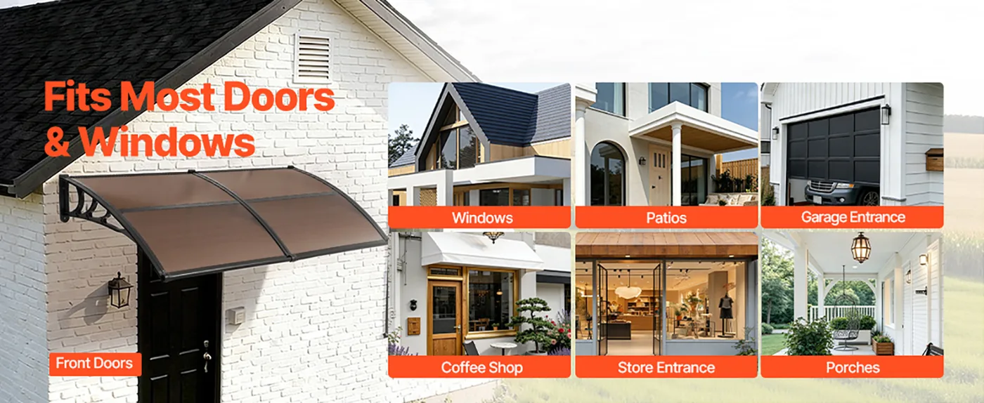 VEVOR Awnings for Door Entrance 40*80 inches Brown Wide Applications