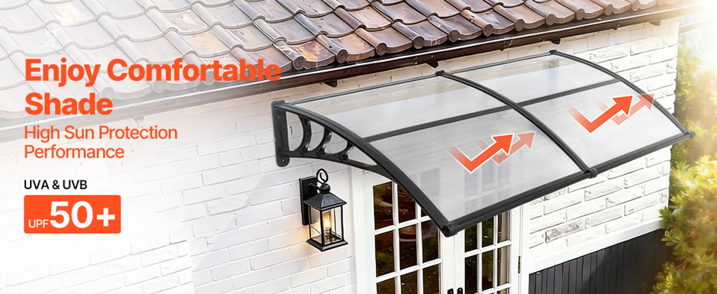 VEVOR Awnings for Door Entrance 40*80 inches Transparent Sun & UV-Protection