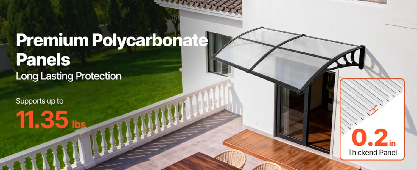 VEVOR Awnings for Door Entrance 40*80 inches Transparent Premium PC Panels