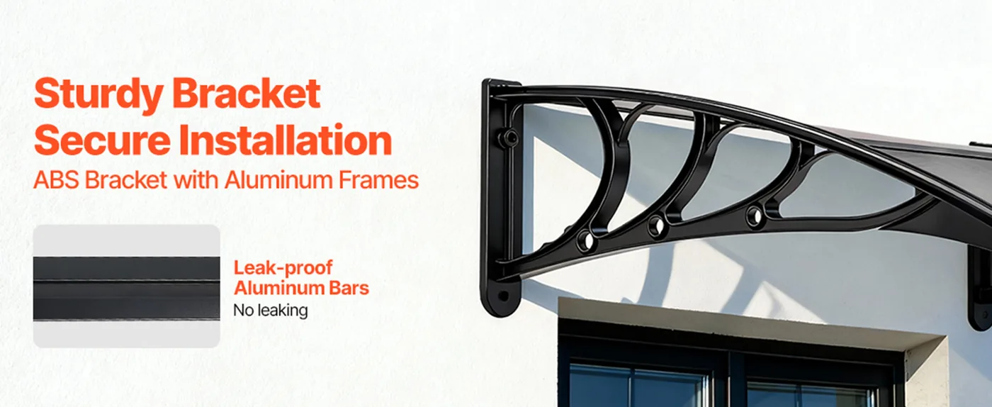 VEVOR Awnings for Door Entrance 40*80 inches Transparent Reinforced Bracket