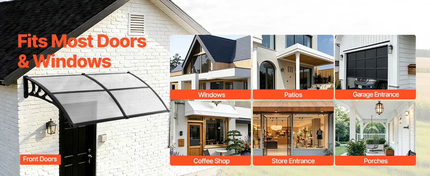 VEVOR Awnings for Door Entrance 40*80 inches Transparent Wide Applications