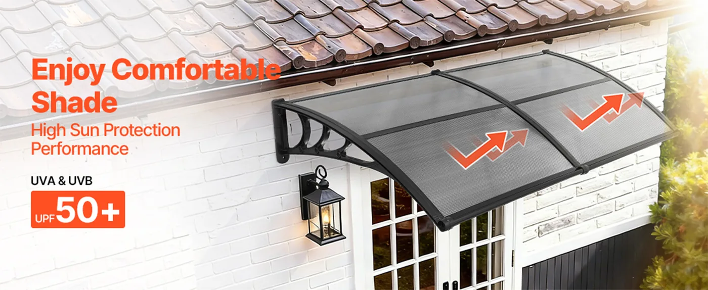 VEVOR Awnings for Door Entrance 40*80 inches Smoke Gray overview