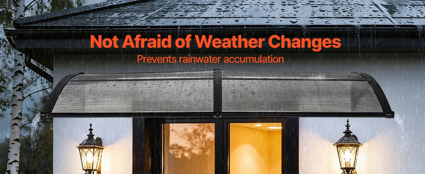 VEVOR Awnings for Door Entrance 40*80 inches Smoke Gray Rain & Snow Protection