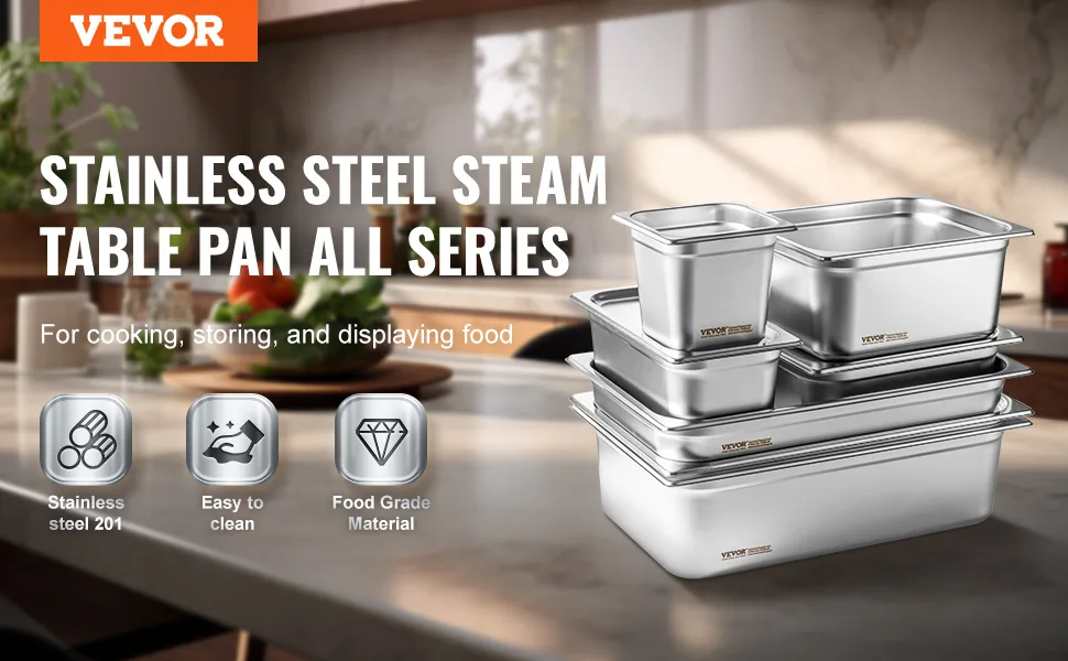 VEVOR 6 pack full size hotel pans for food service