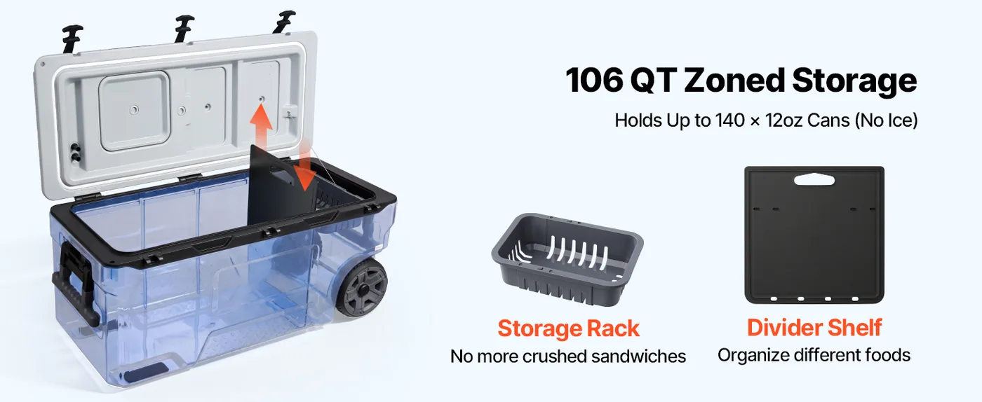 VEVOR Hard Cooler 106QT Large Capacity Storage
