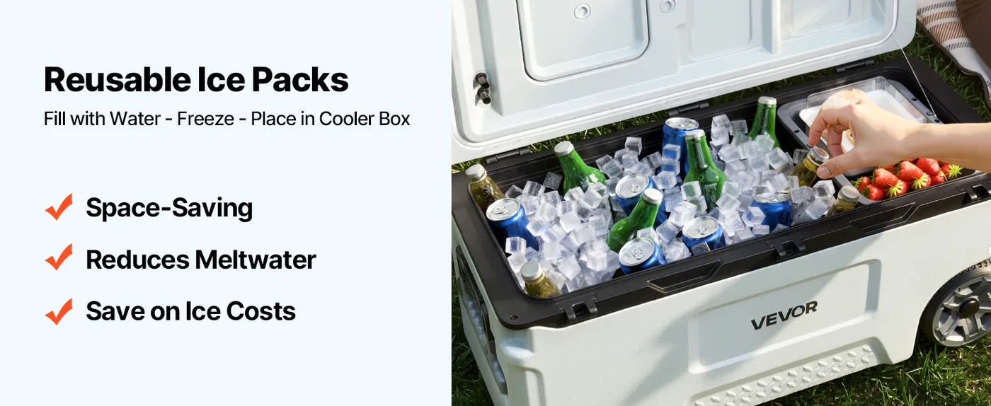 VEVOR Hard Cooler 106QT Ice Packs