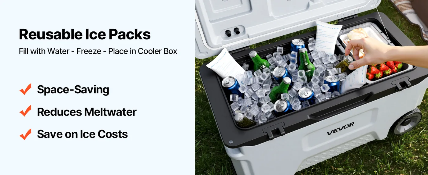 VEVOR Hard Cooler 52qt Ice Packs