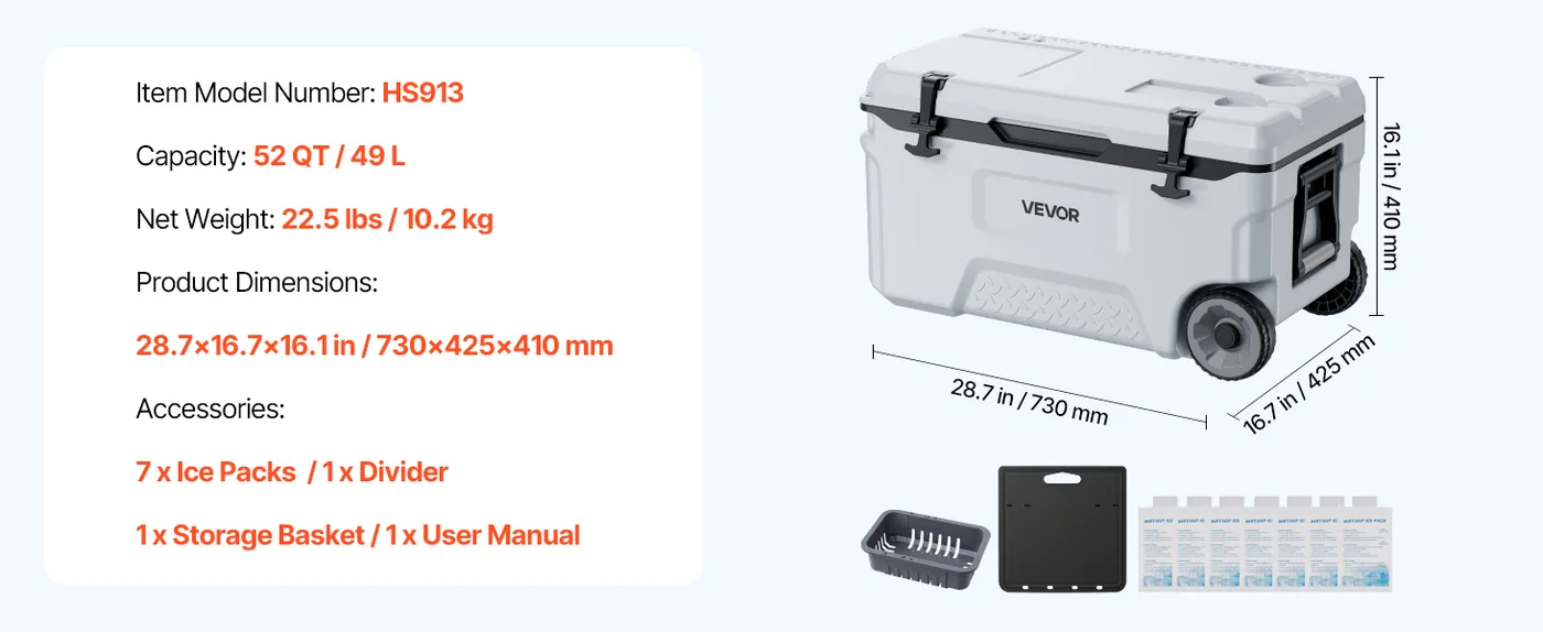 VEVOR Hard Cooler 52qt feature 5