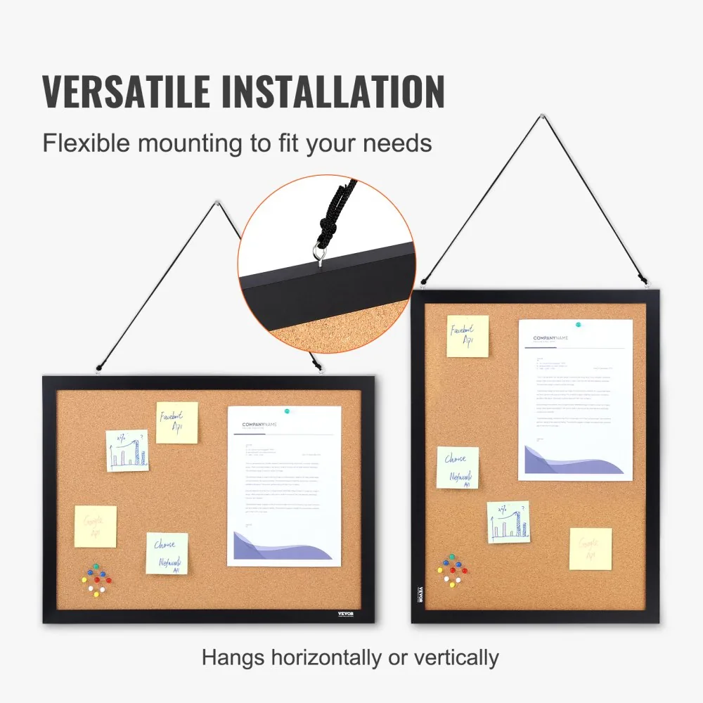 VEVOR 24 x 18 in Double-Sided Cork Board with Frame dimensions