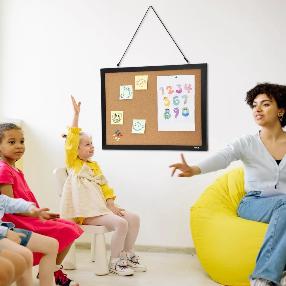 VEVOR 24 x 18 in Double-Sided Cork Board with Frame installation