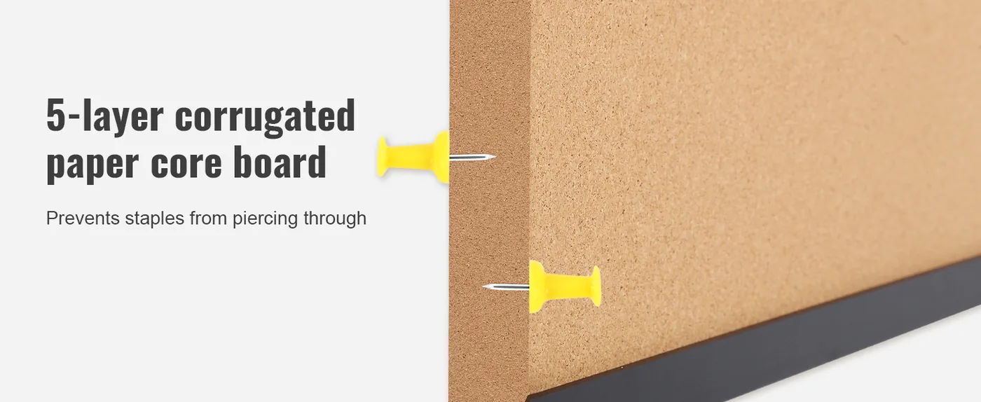 VEVOR 24 x 18 in Double-Sided Cork Board with Frame Piece-Proof
