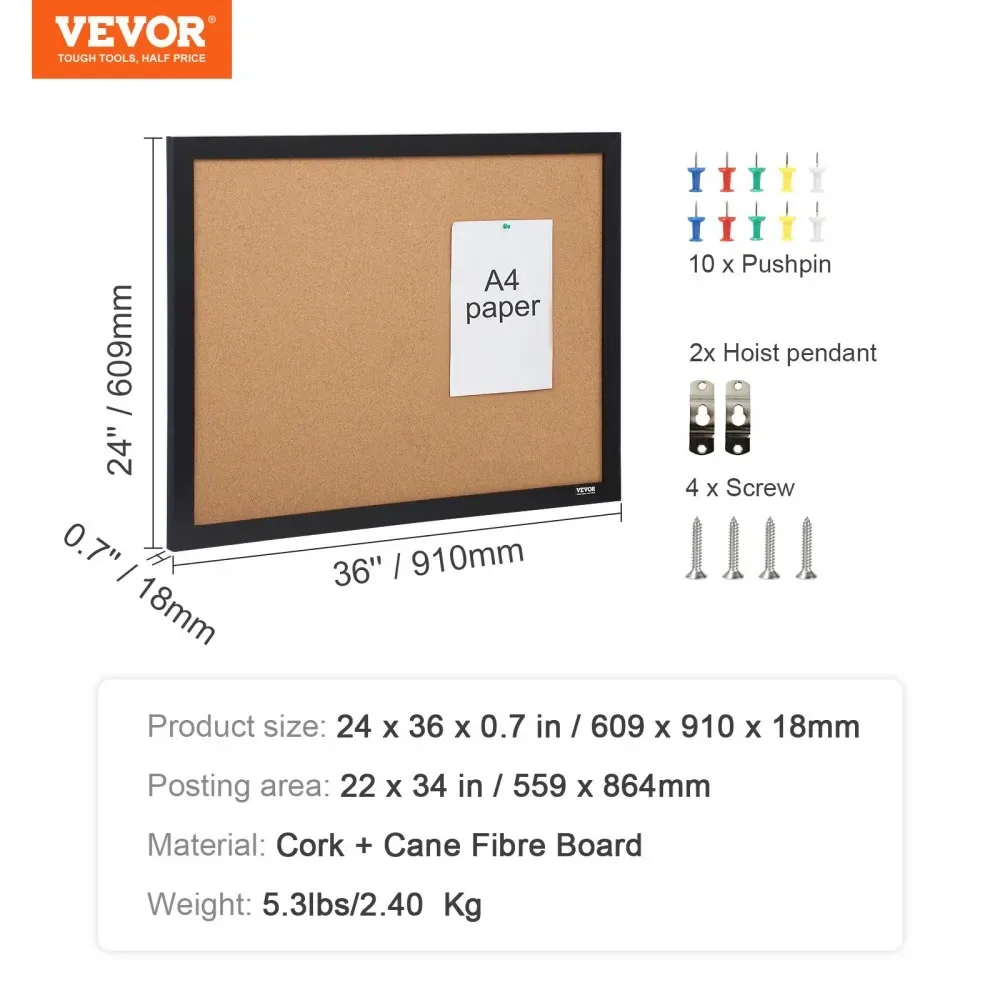 VEVOR cork board package contents